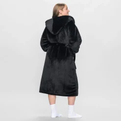 All Black Sherpa Dressing Gown