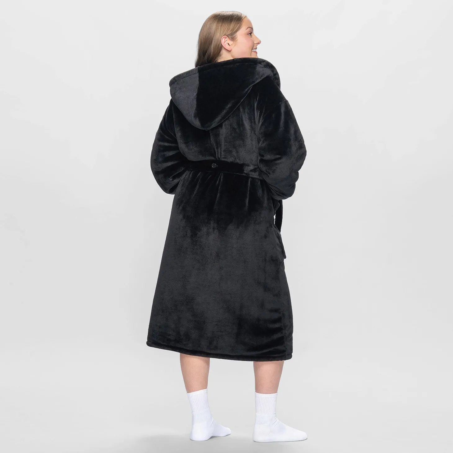 All Black Sherpa Dressing Gown