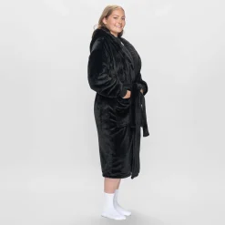 All Black Sherpa Dressing Gown