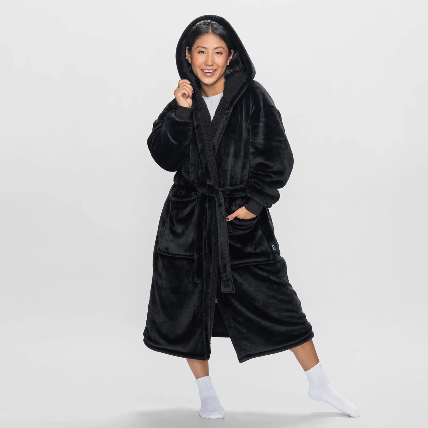All Black Sherpa Dressing Gown