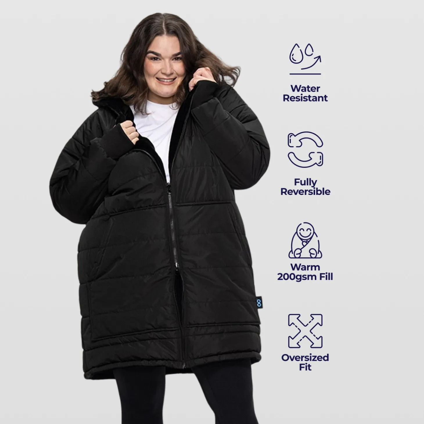 Black/Black Long Puffer Jacket