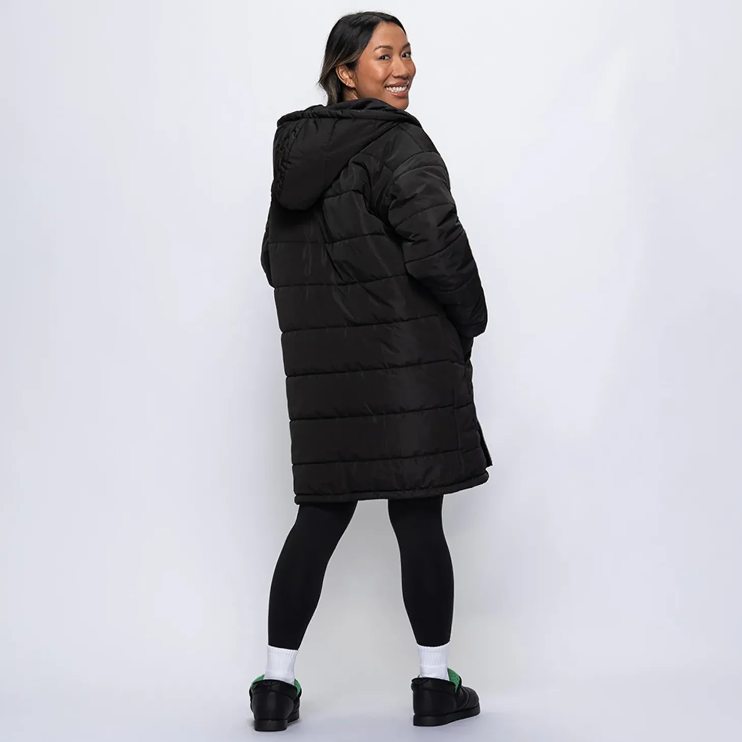 Black/Black Long Puffer Jacket