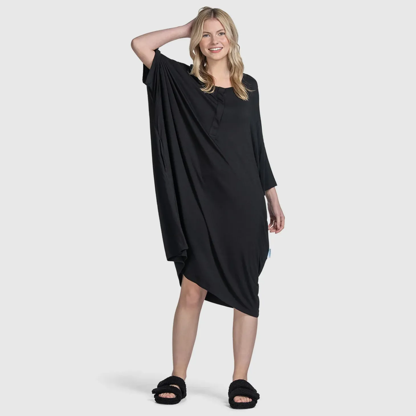Black Button-Up Sleep Tee Nightie