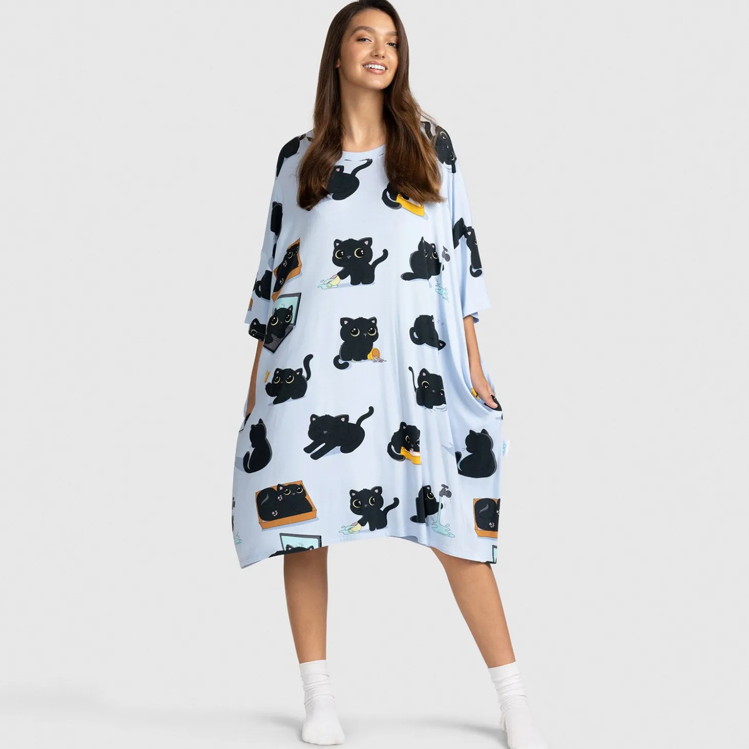 Black Cat Sleep Tee Nightie