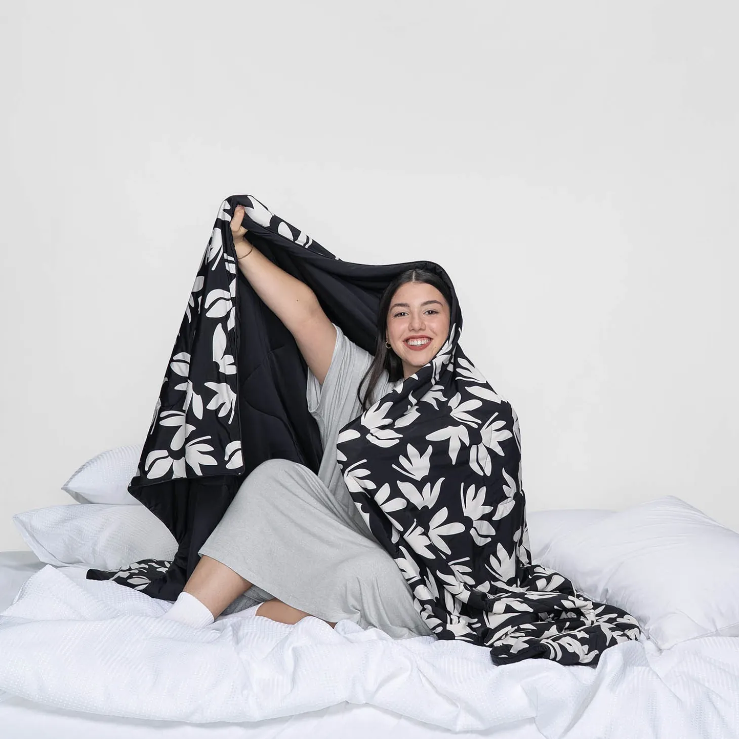Black Floral Cooling Blanket