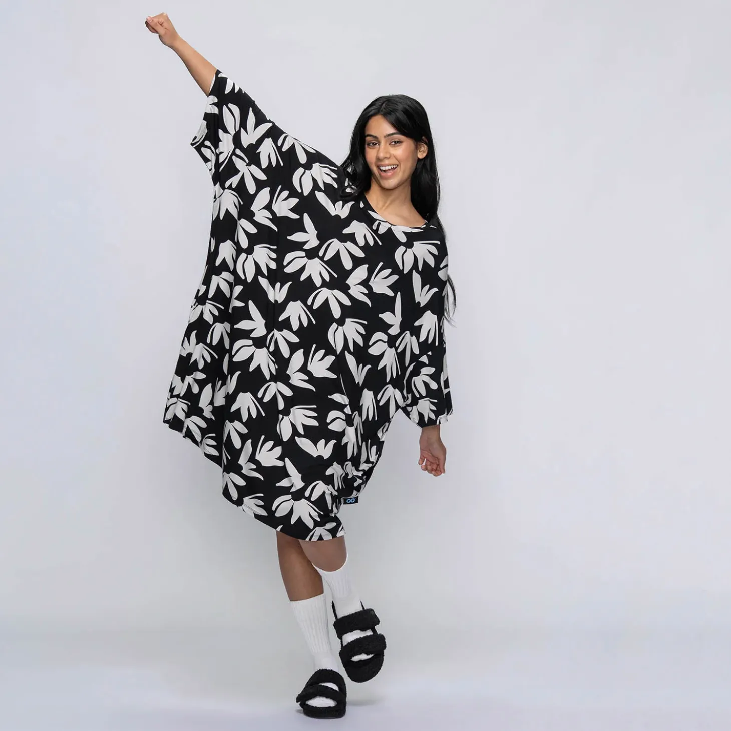 Black Floral Sleep Tee Nightie