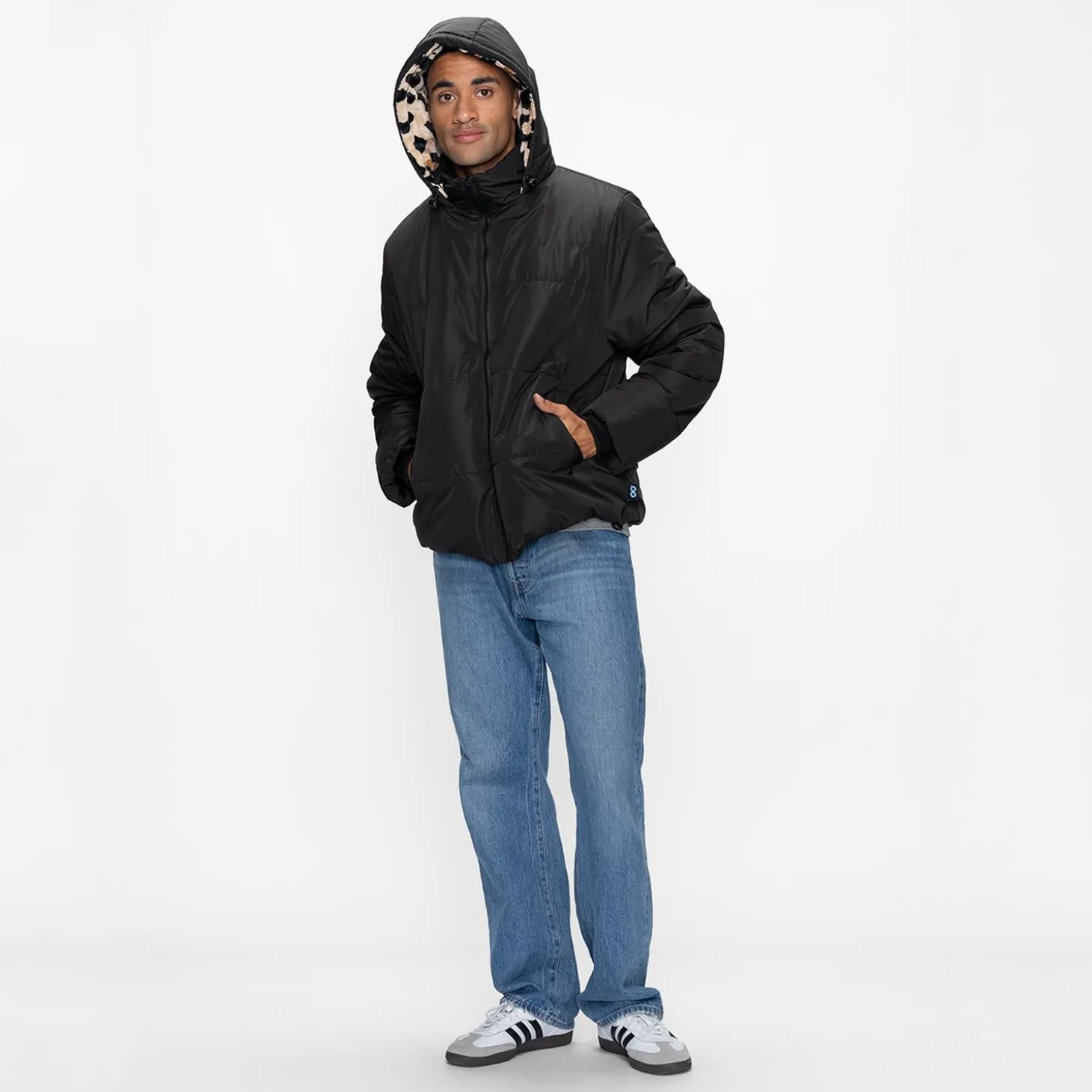Black/Leopard Puffer Jacket