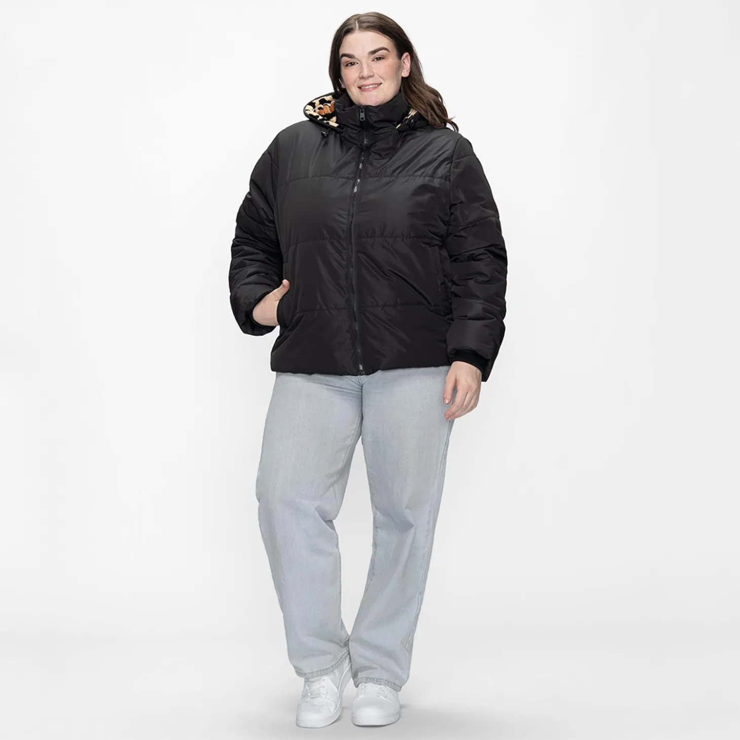 Black/Leopard Puffer Jacket