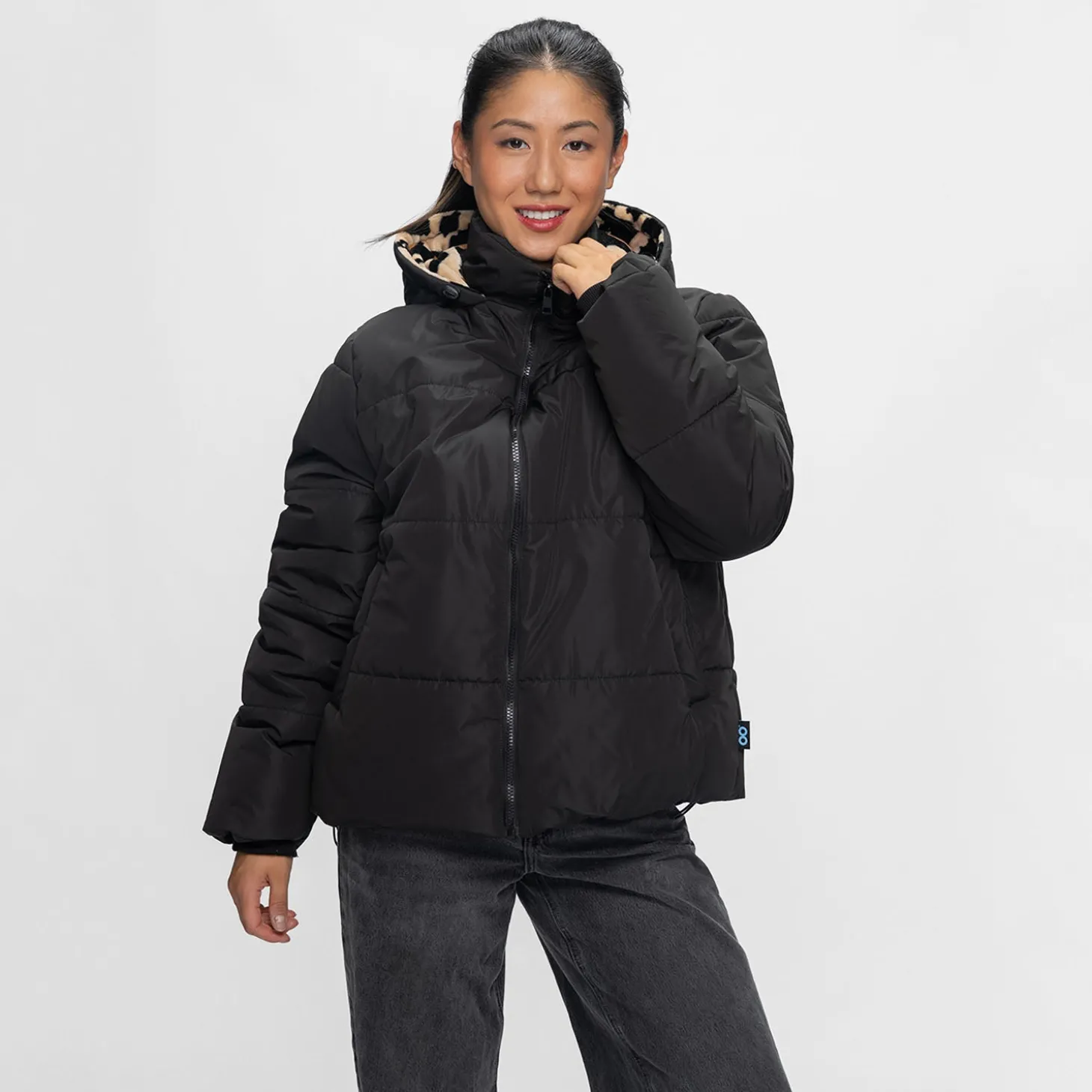 Black/Leopard Puffer Jacket