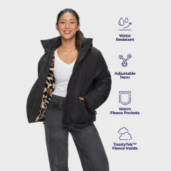 Black/Leopard Puffer Jacket