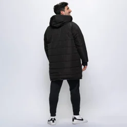 Black/Lilac Checker Print Long Puffer Jacket