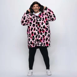 Black/Pink Leopard Print Long Puffer Jacket