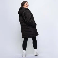 Black/Pink Leopard Print Long Puffer Jacket