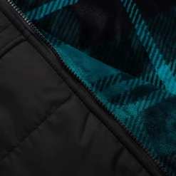 Black/Plaid Long Puffer Jacket