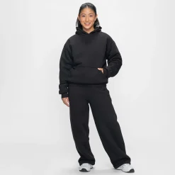 Black Sherpa Lined Fleece Hoodie