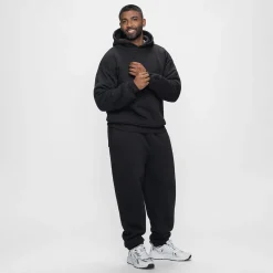 Black Sherpa Lined Fleece Hoodie
