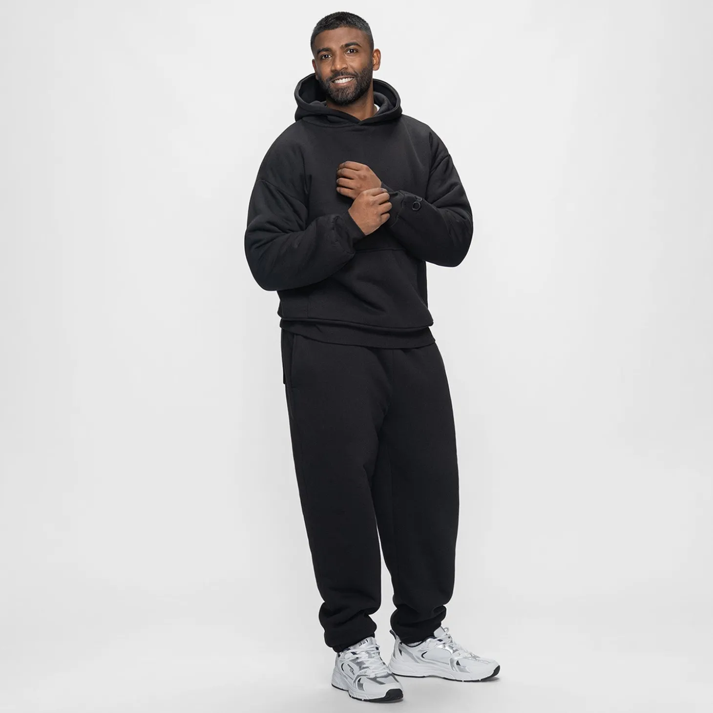 Black Sherpa Lined Fleece Hoodie