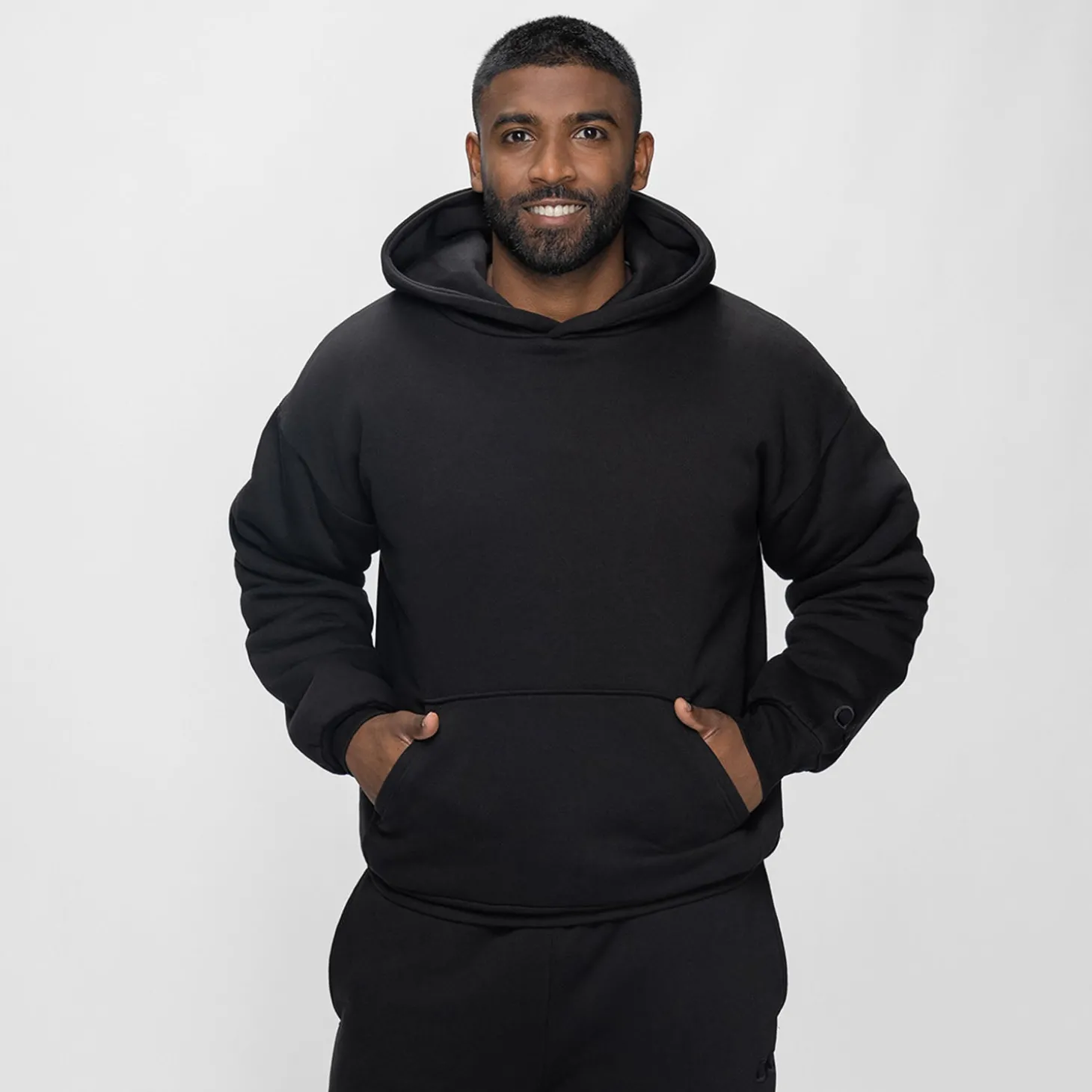 Black Sherpa Lined Fleece Hoodie