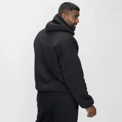 Black Sherpa Lined Fleece Hoodie