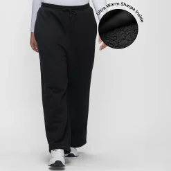 Black Sherpa Lined Wide Leg Trackpant