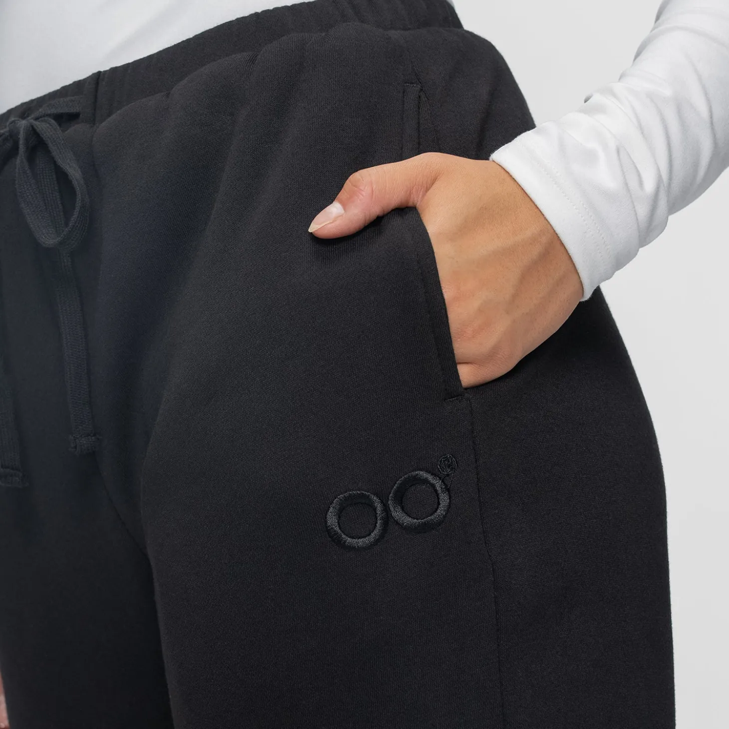 Black Sherpa Lined Wide Leg Trackpant