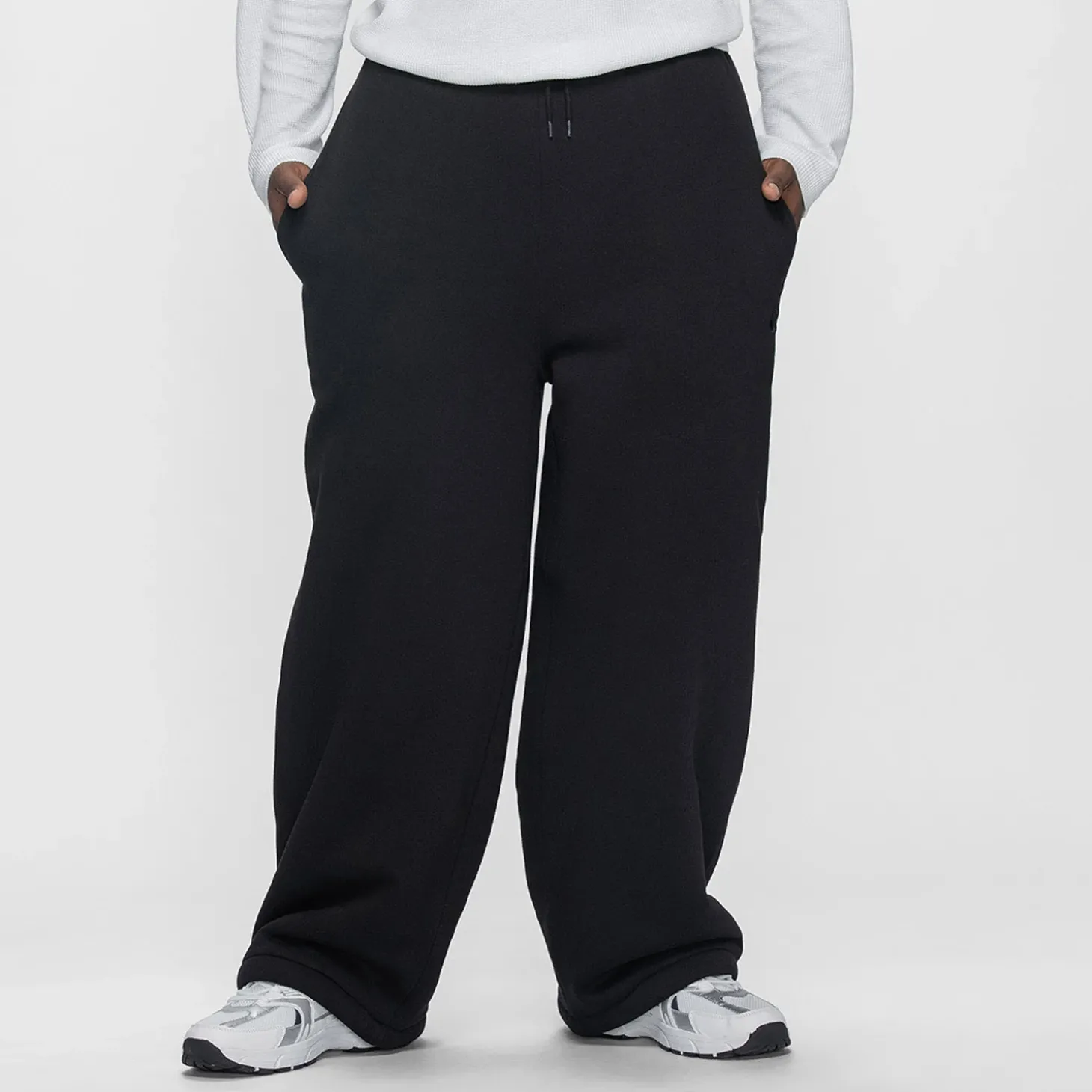 Black Sherpa Lined Wide Leg Trackpant