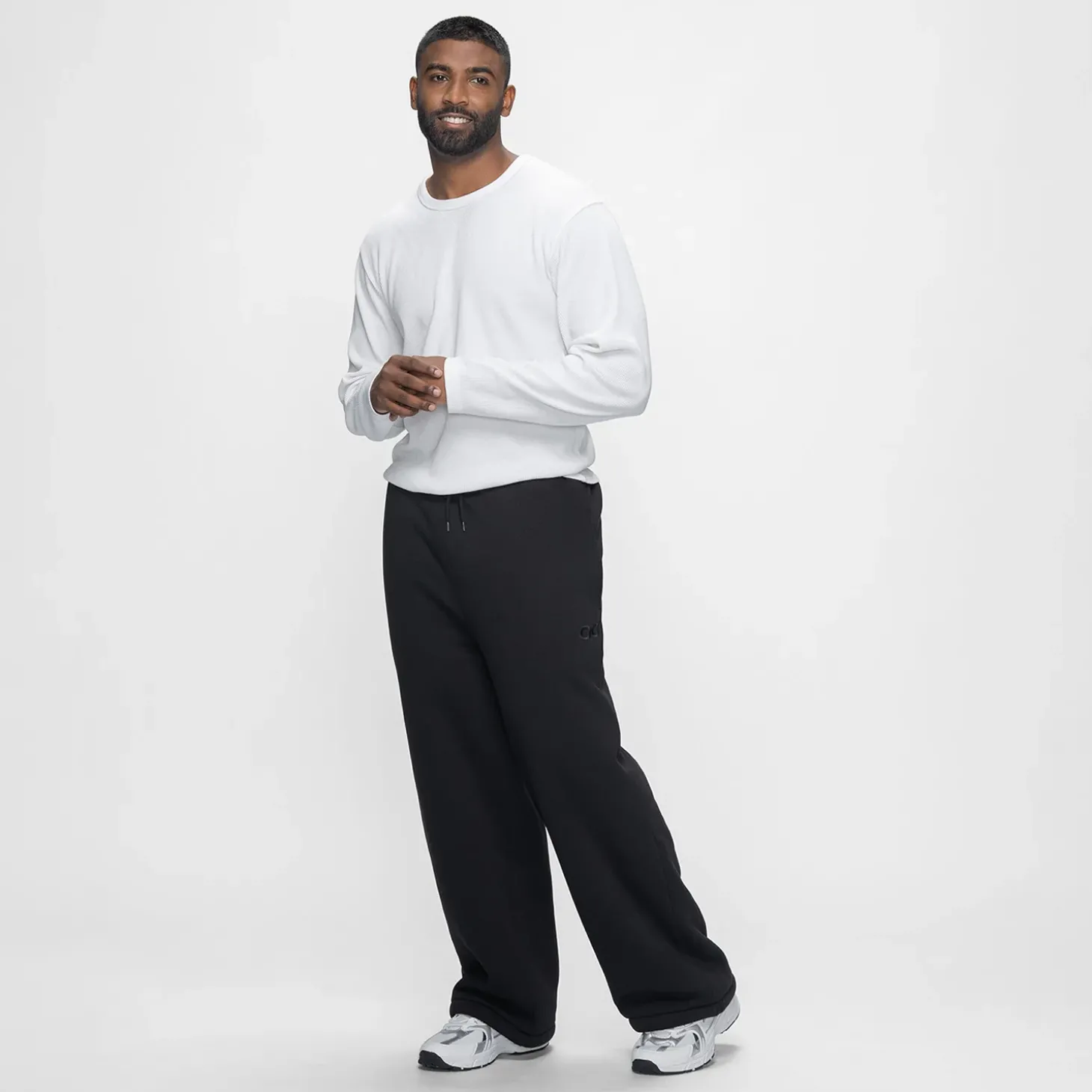Black Sherpa Lined Wide Leg Trackpant