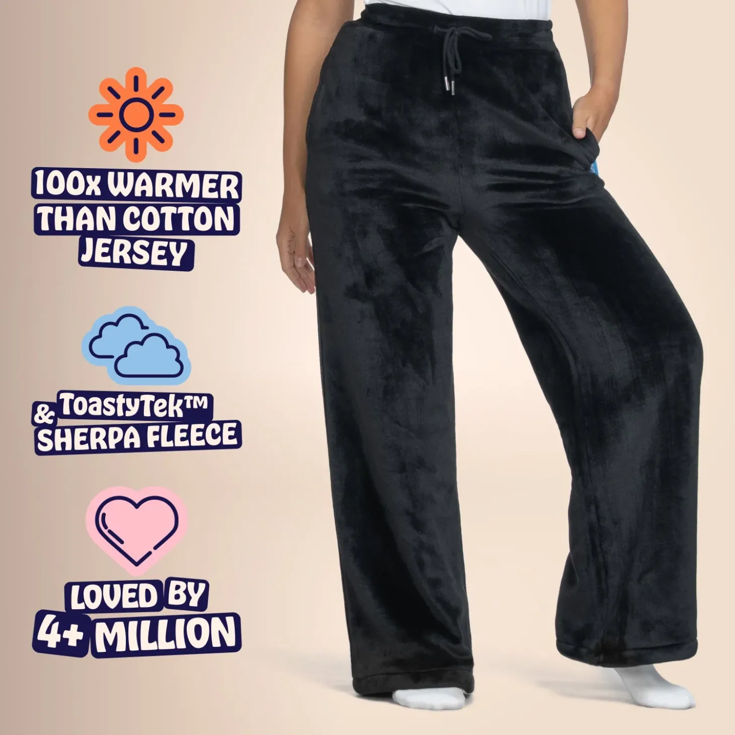 Black Sherpa Wide Leg Pant