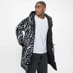 Black/Zebra Long Puffer Jacket