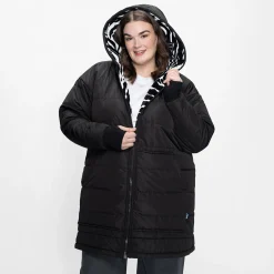 Black/Zebra Long Puffer Jacket