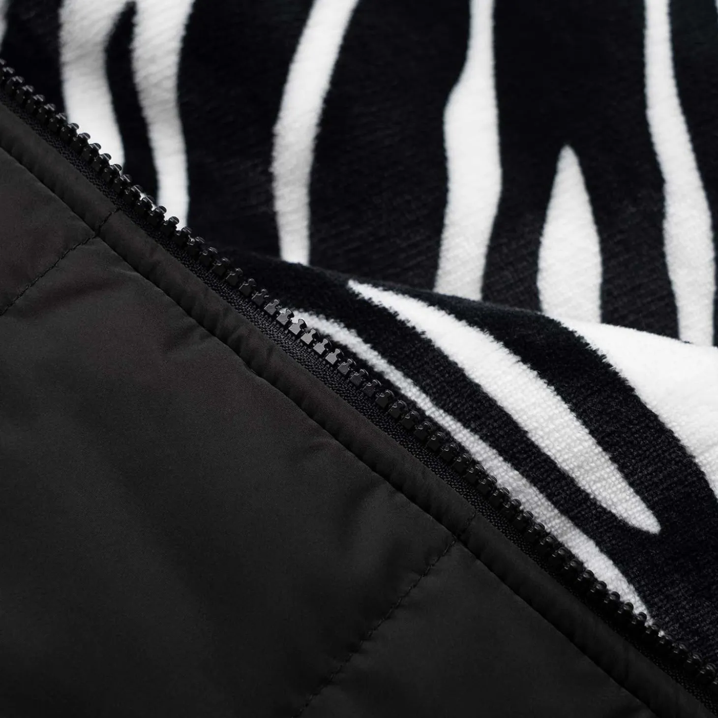 Black/Zebra Long Puffer Jacket