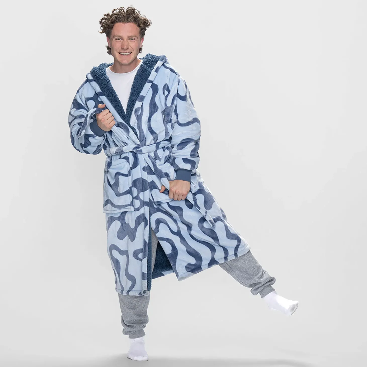 Blue Swirl Sherpa Dressing Gown