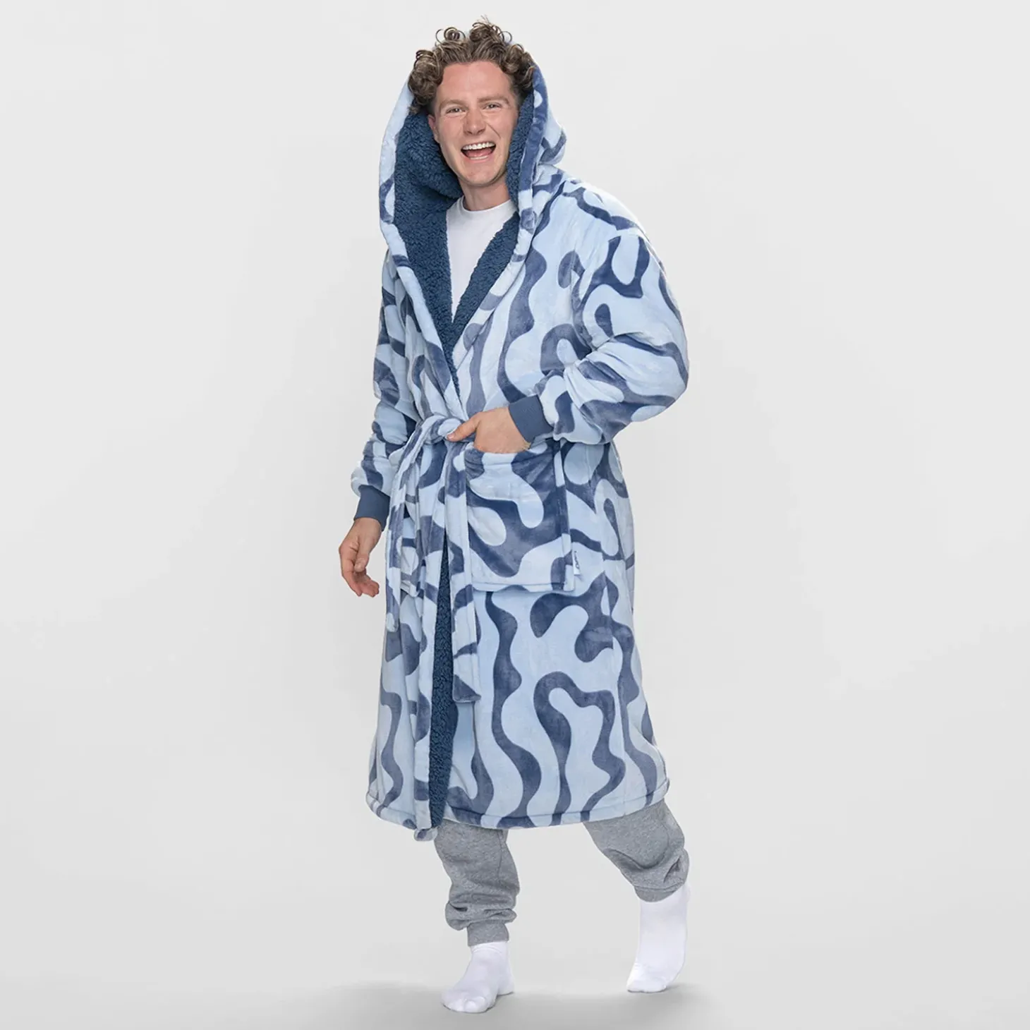 Blue Swirl Sherpa Dressing Gown