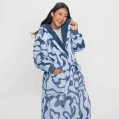 Blue Swirl Sherpa Dressing Gown