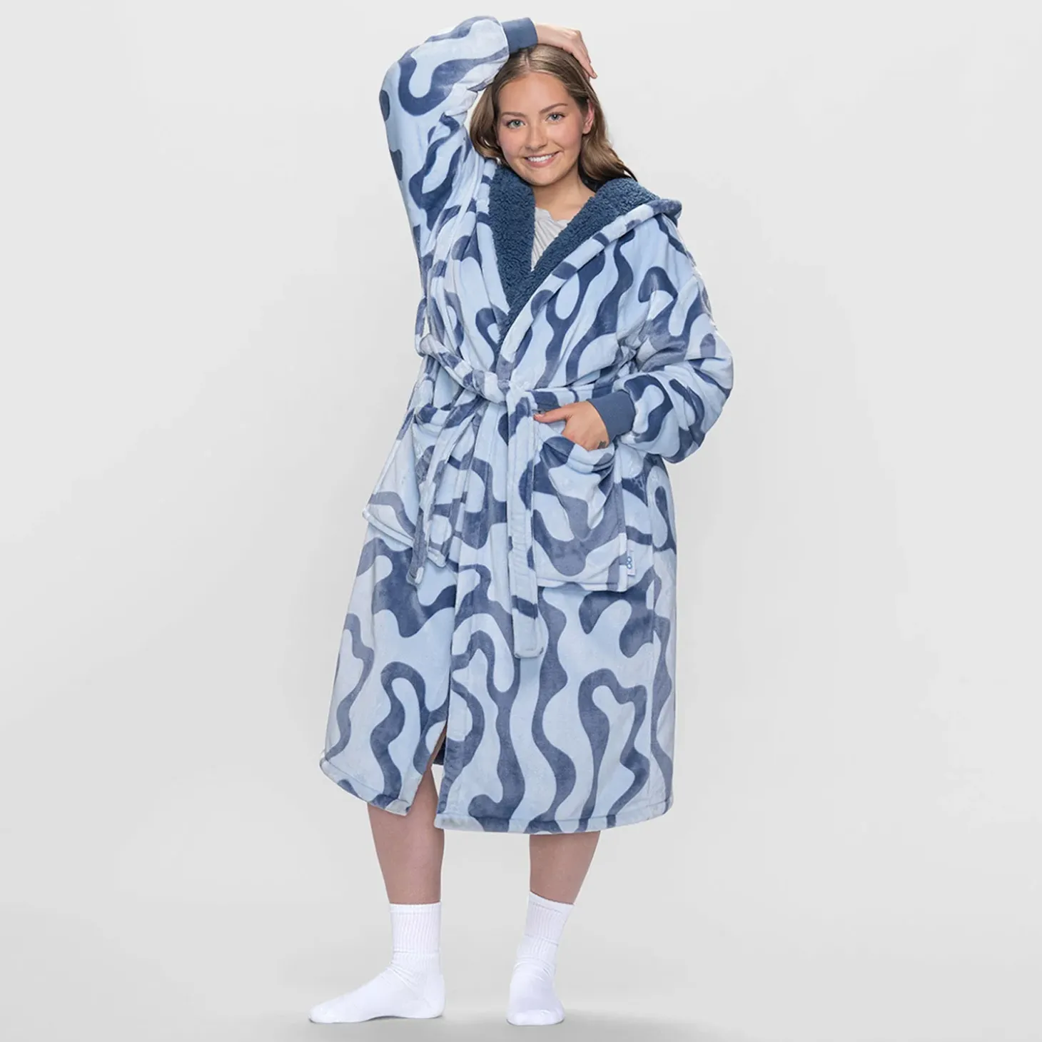 Blue Swirl Sherpa Dressing Gown
