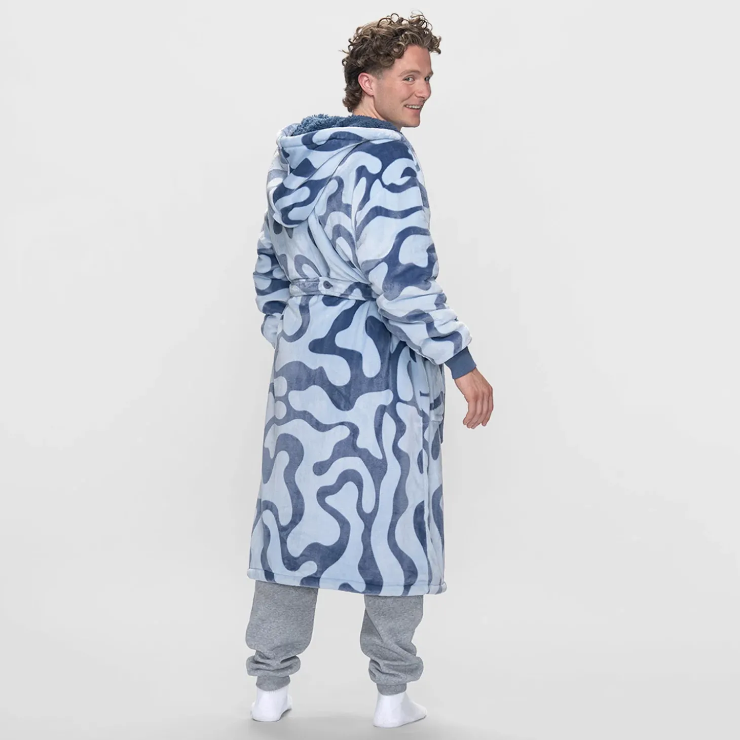 Blue Swirl Sherpa Dressing Gown