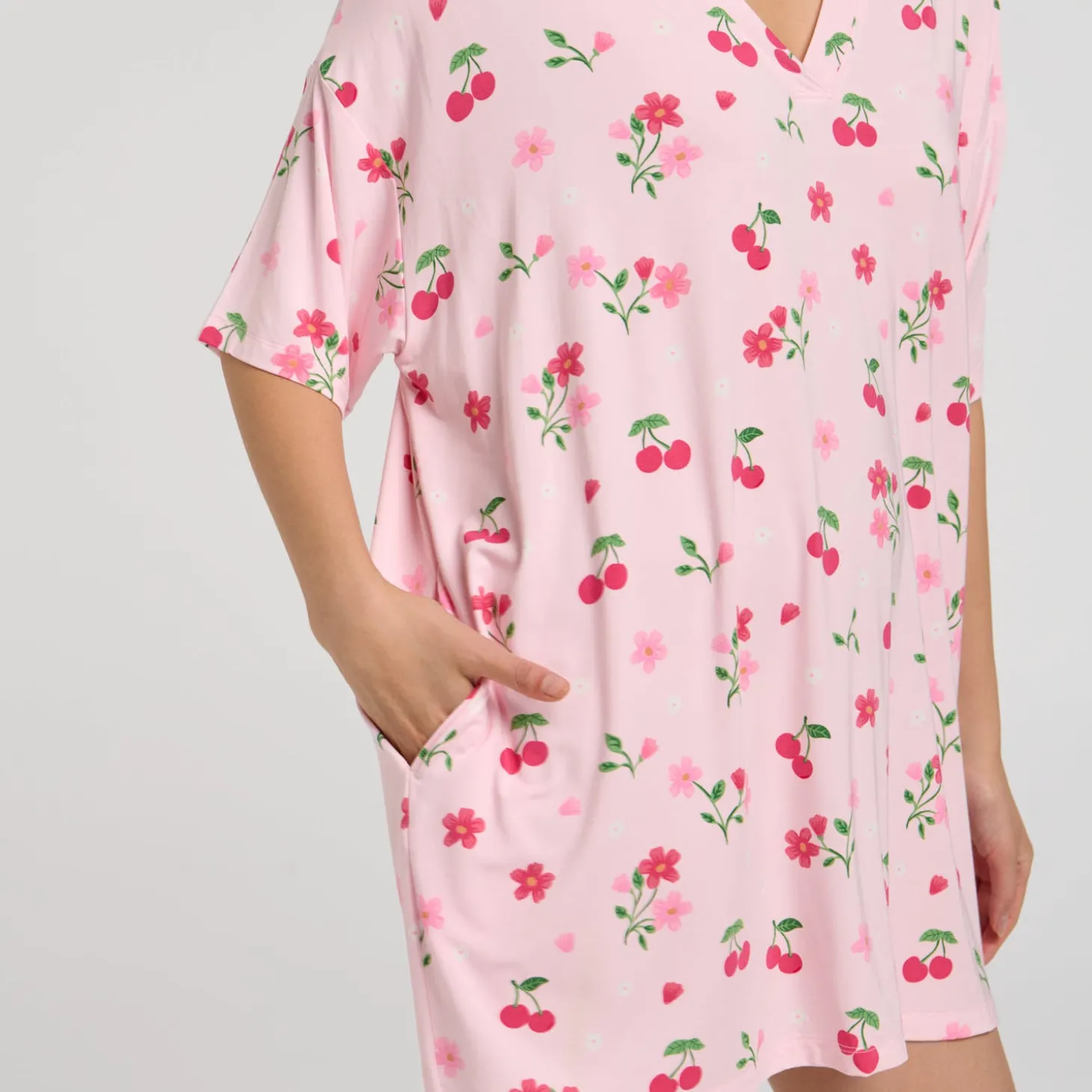 Blush Cherry V-Neck Sleep Tee Nightie