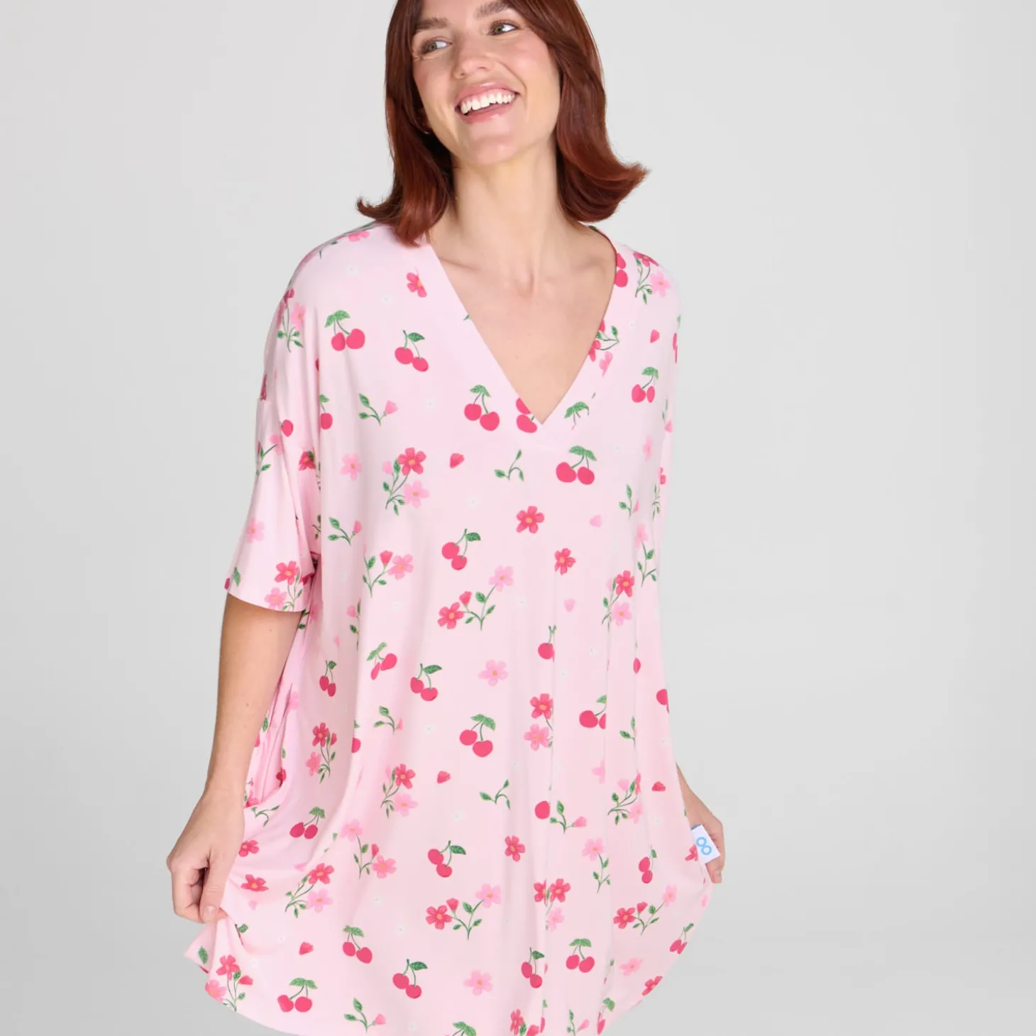 Blush Cherry V-Neck Sleep Tee Nightie