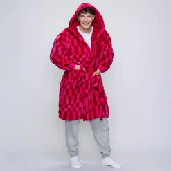 Bright Pink Geo Sherpa Dressing Gown