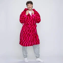 Bright Pink Geo Sherpa Dressing Gown