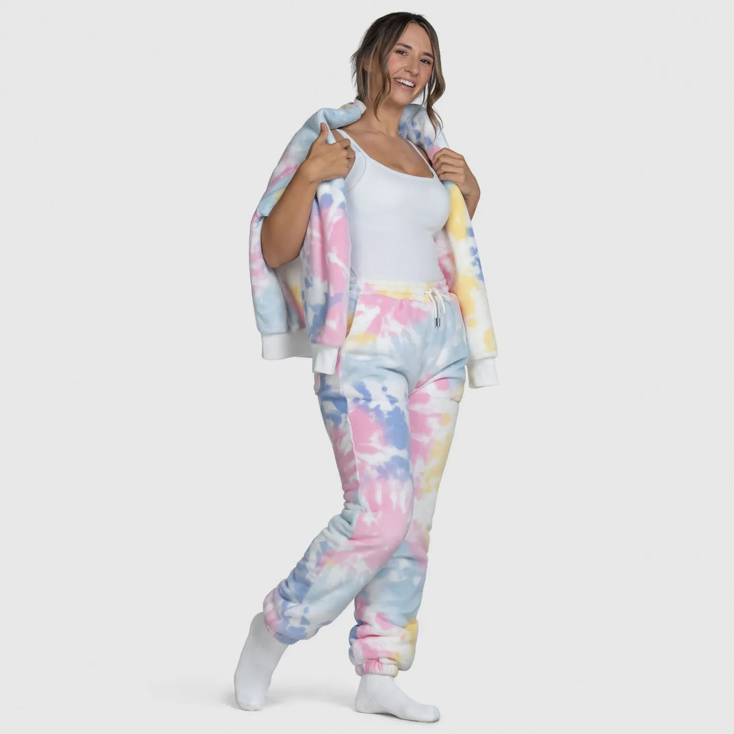 Bright Tie Dye Sherpa Cuffed Pant