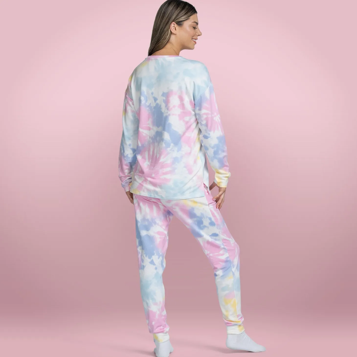 Bright Tie-Dye Warming Long Sleeve PJ Top