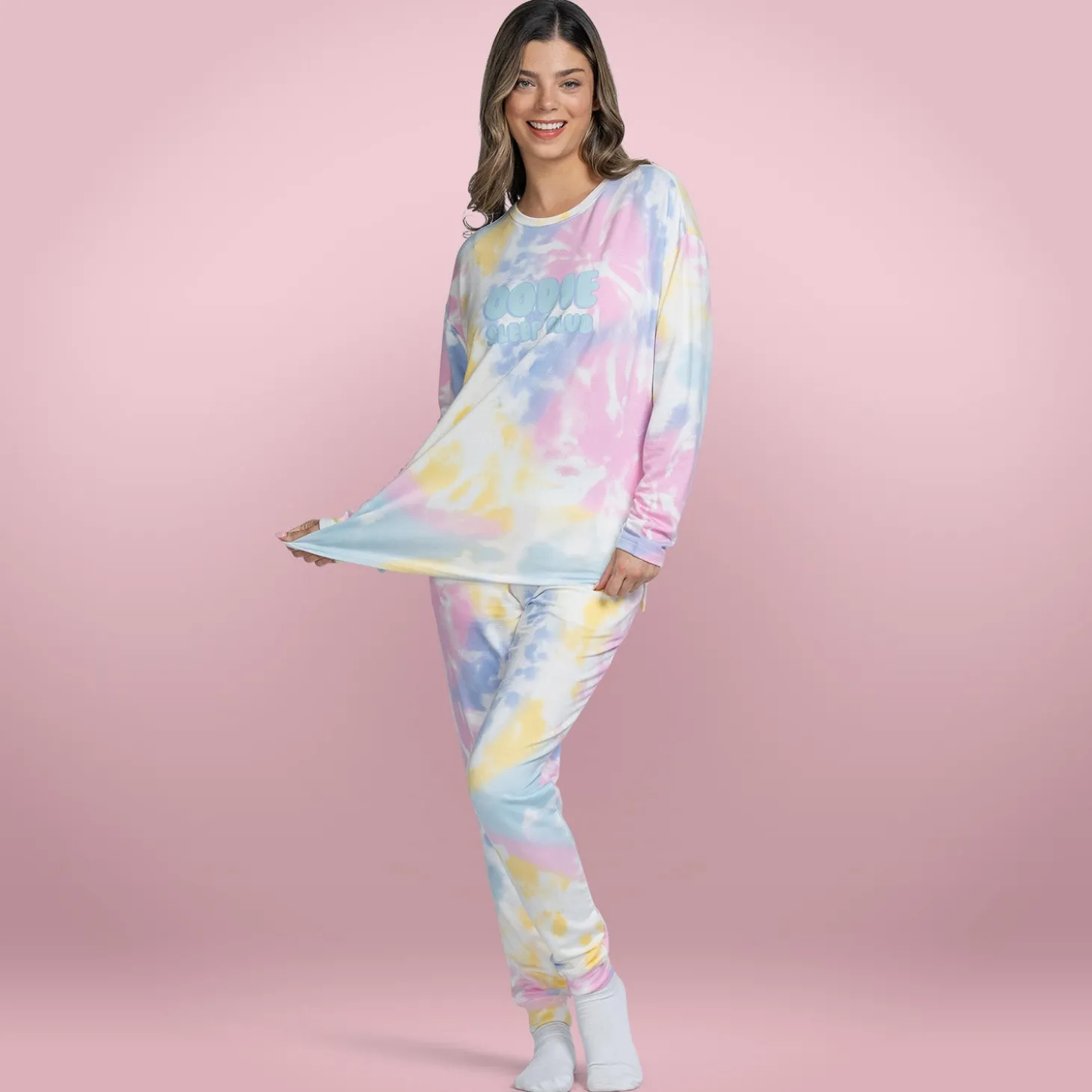Bright Tie-Dye Warming Long Sleeve PJ Top