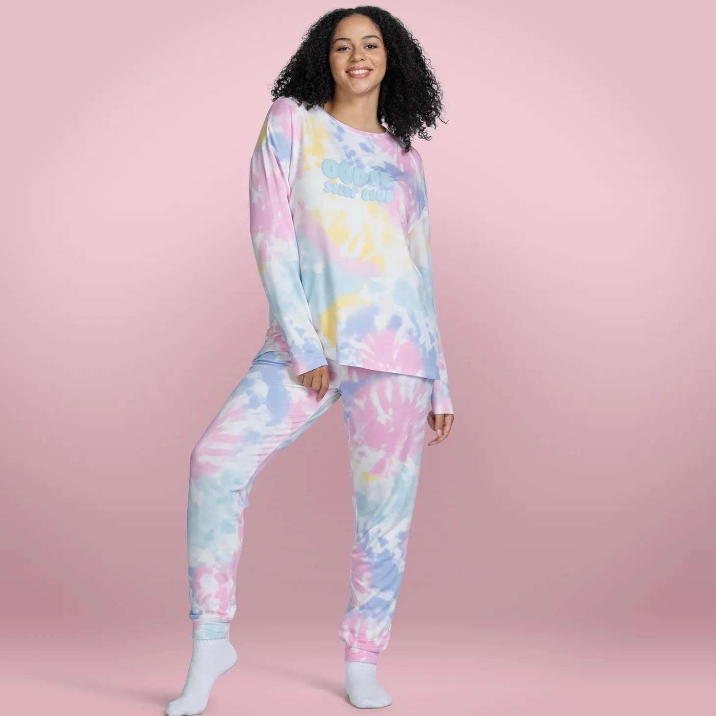 Bright Tie-Dye Warming Long Sleeve PJ Top