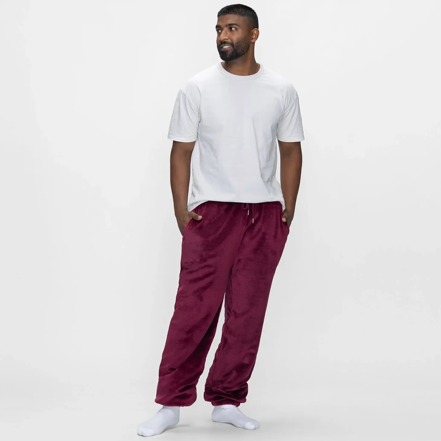 Burgundy Sherpa Cuffed Pant