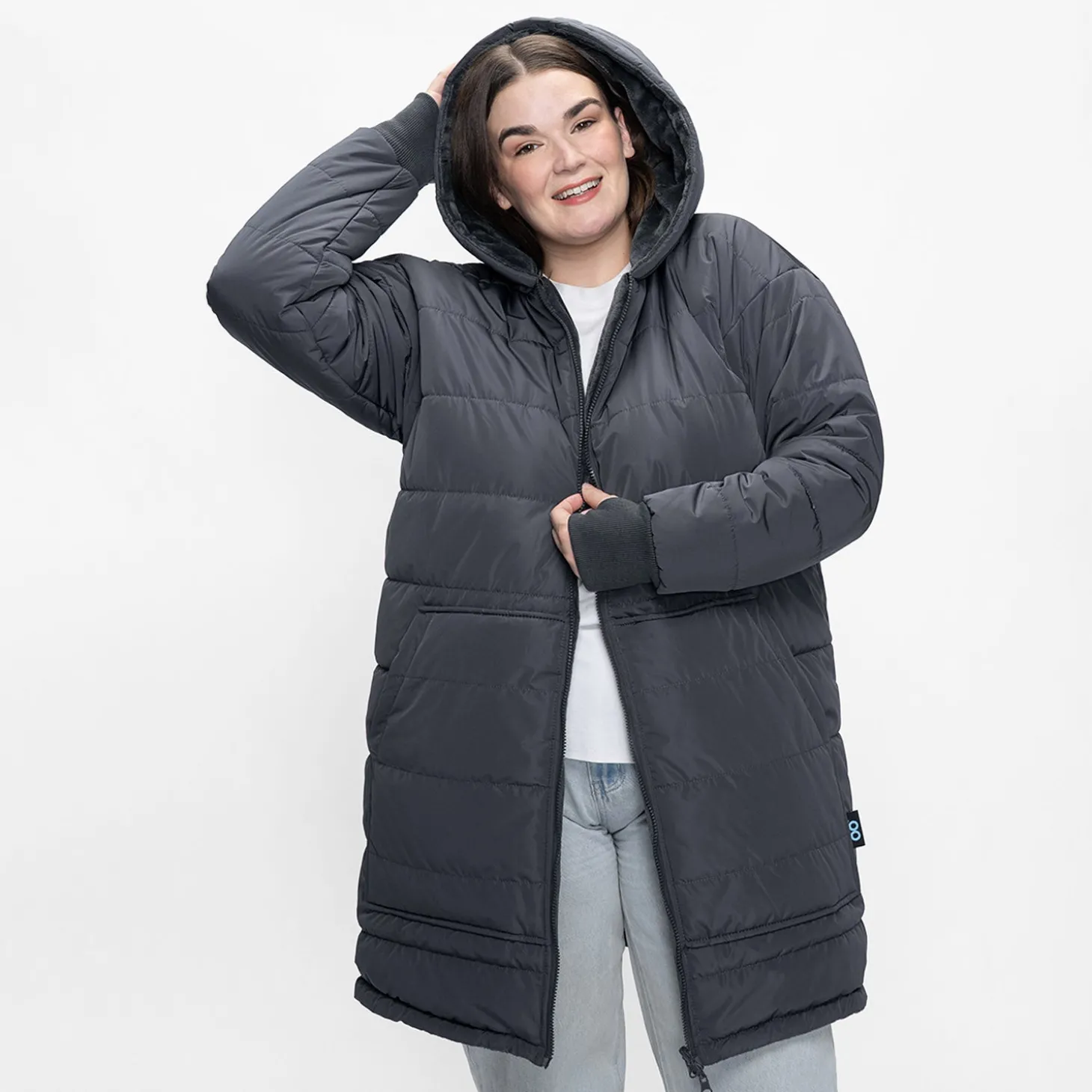 Charcoal/Charcoal Long Puffer Jacket