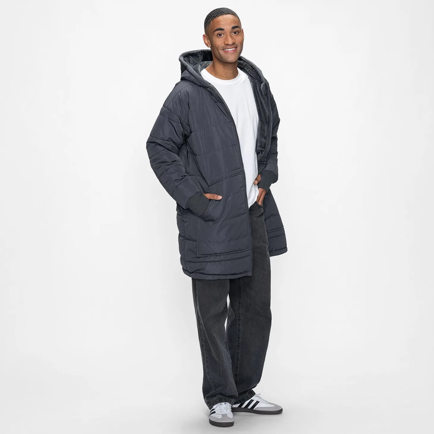 Charcoal/Charcoal Long Puffer Jacket