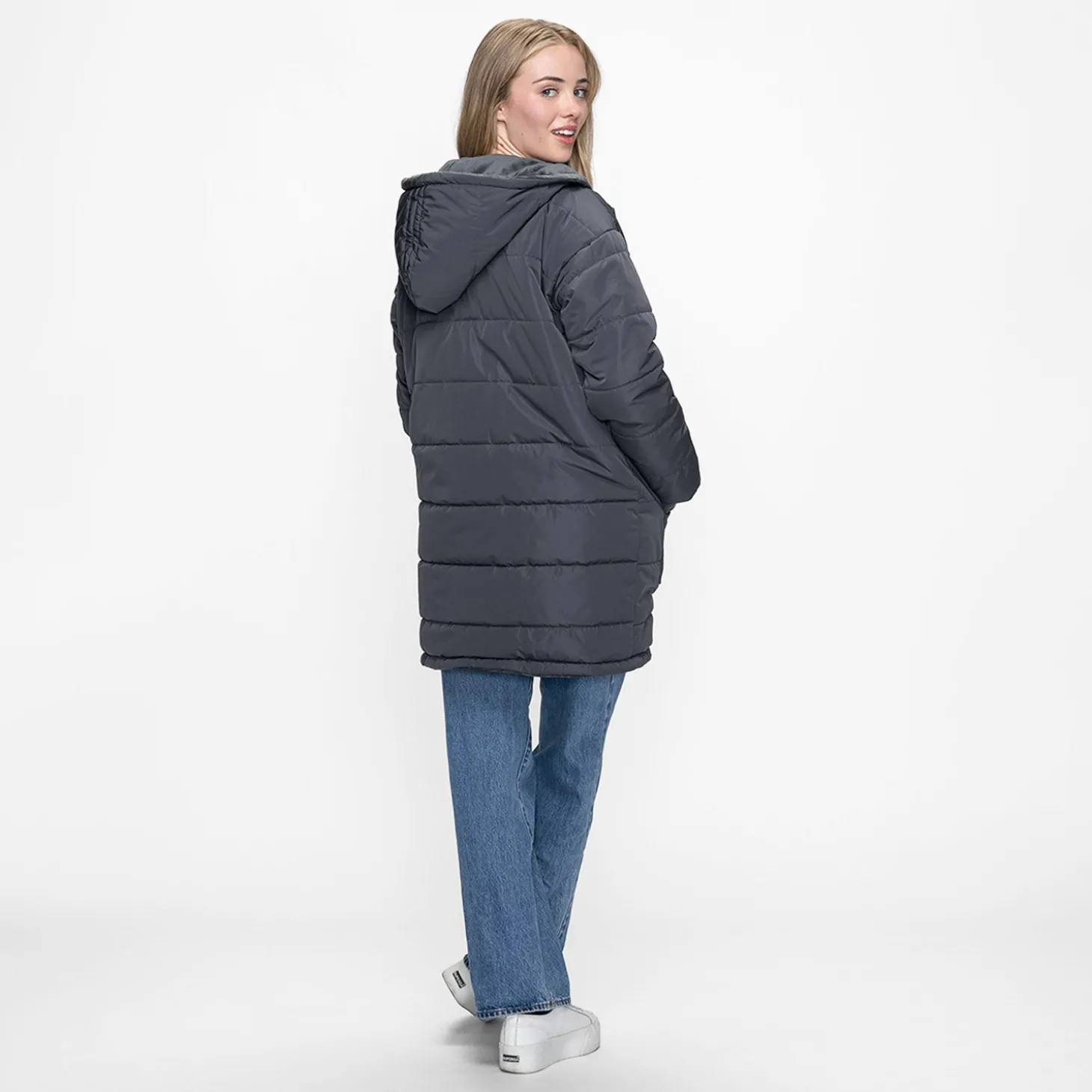 Charcoal/Charcoal Long Puffer Jacket