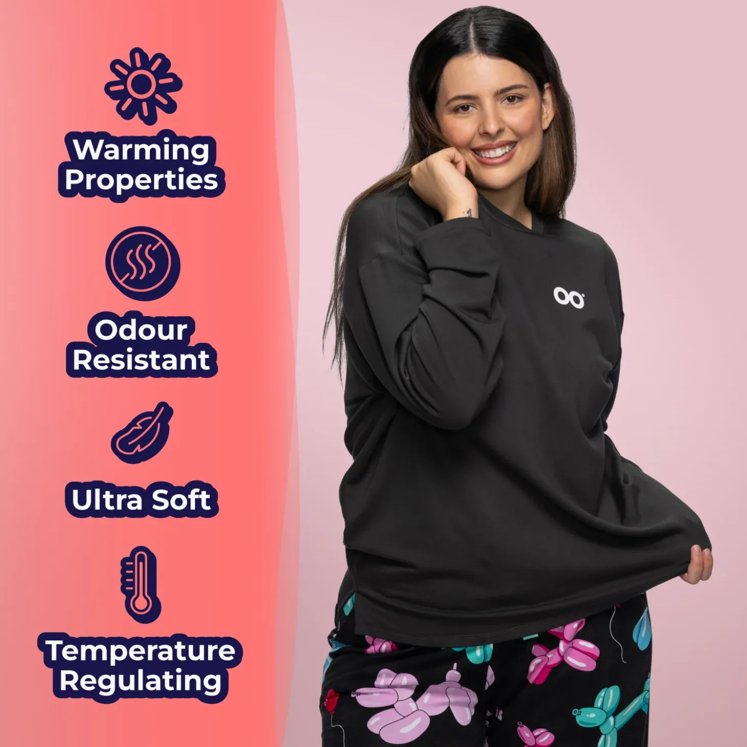 Charcoal Warming Long Sleeve PJ Top