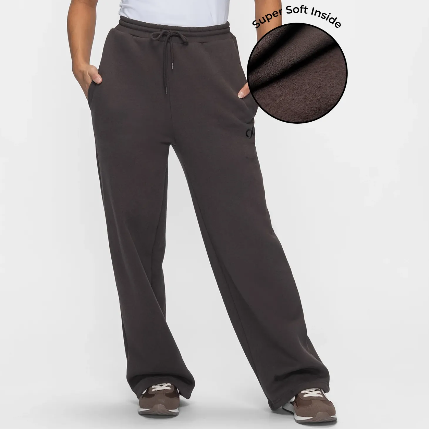 Chocolate Fleece Wide Leg Trackpant